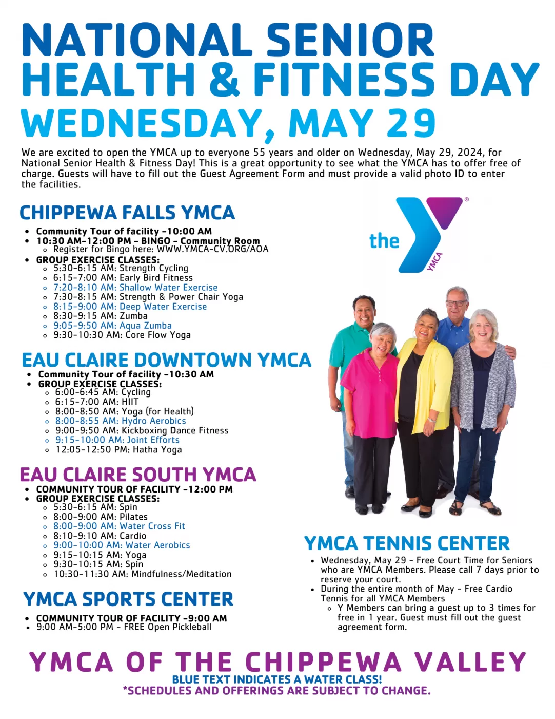 YMCA of the Chippewa Valley Celebrates National Senior Health Fitness Day with Free Access for Seniors