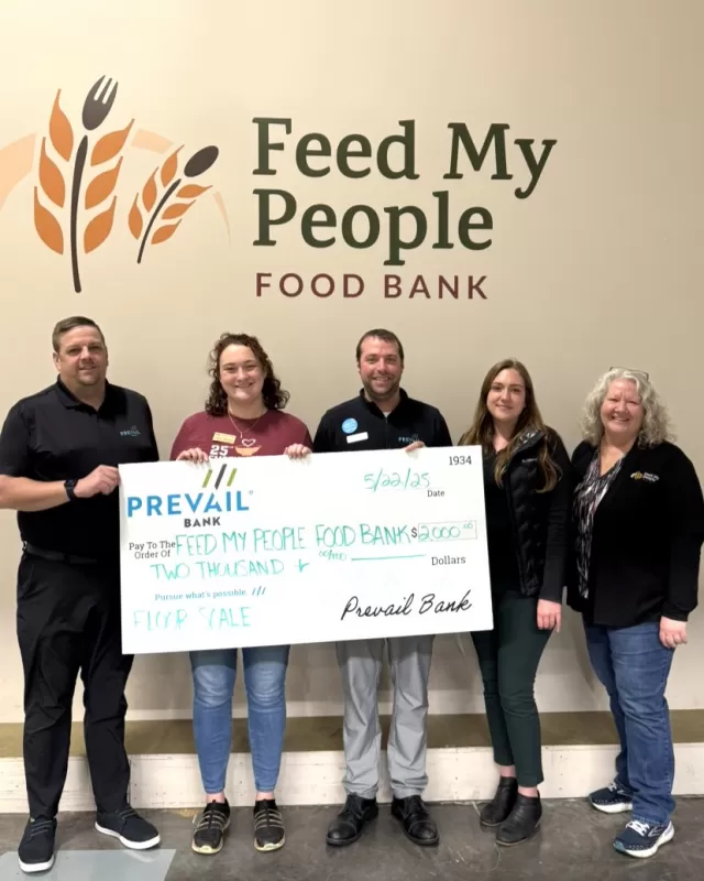 Prevail Bank Supports Feed My People with 2,000 Dollar Donation Prevail Bank Supports Feed My People with 2,000 Dollar Donation
