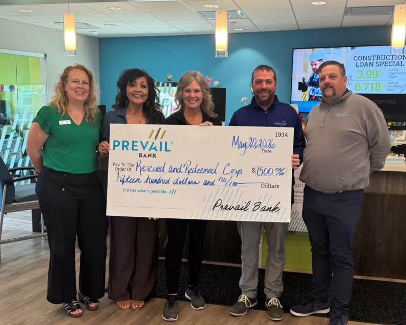 Prevail Bank Supports Rescued & Redeemed with 1,500 Donation